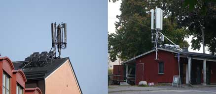 En mobilmast på tak och en på "utedass"
