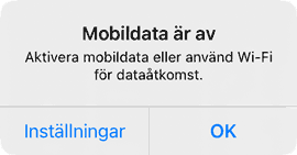 Dialogruta. Mobildata är av.